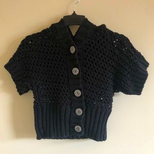 FREE PEOPLE Knit Cropped Hoodie Sweater Cotton Cardigan
